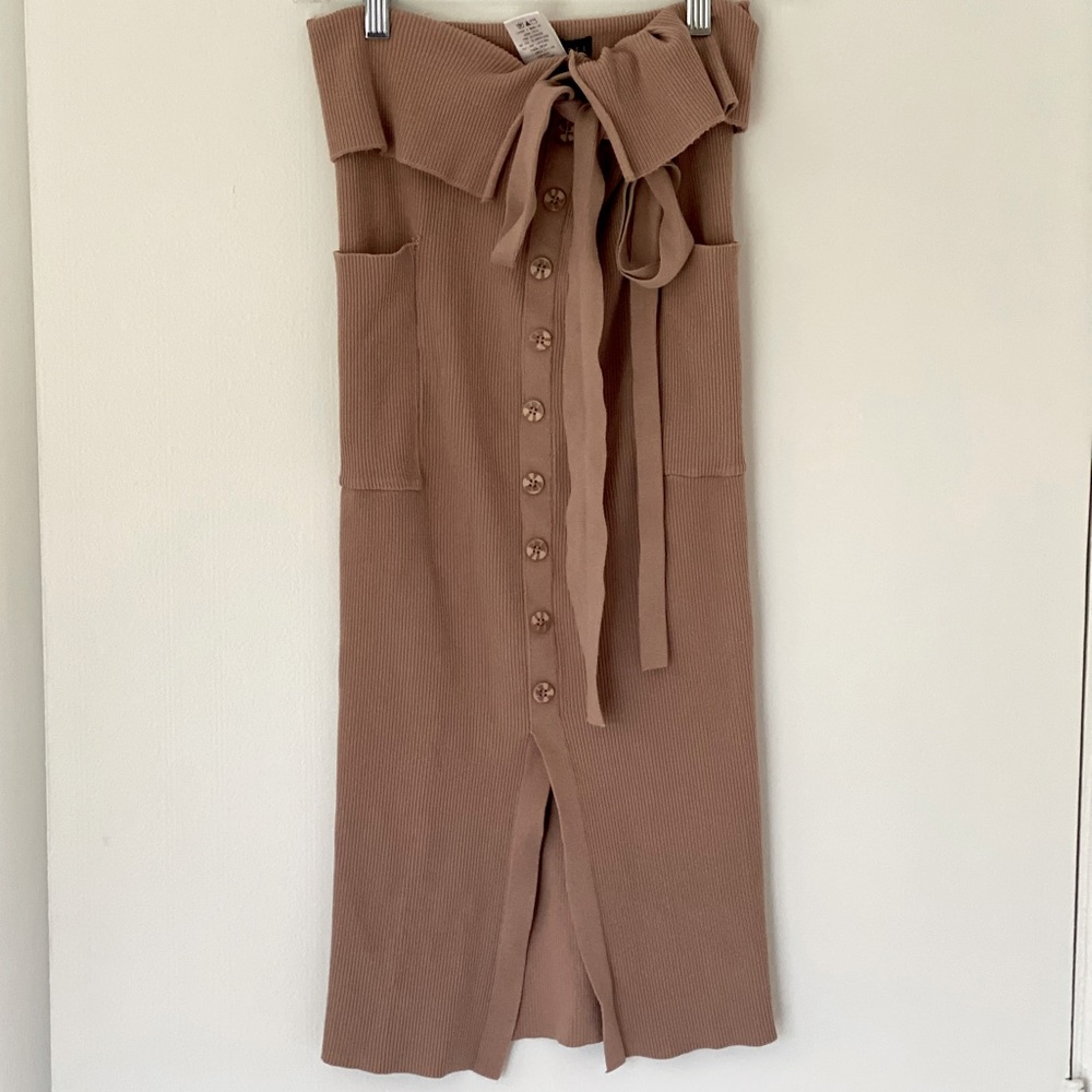 JLux button down high waist tan pencil skirt
